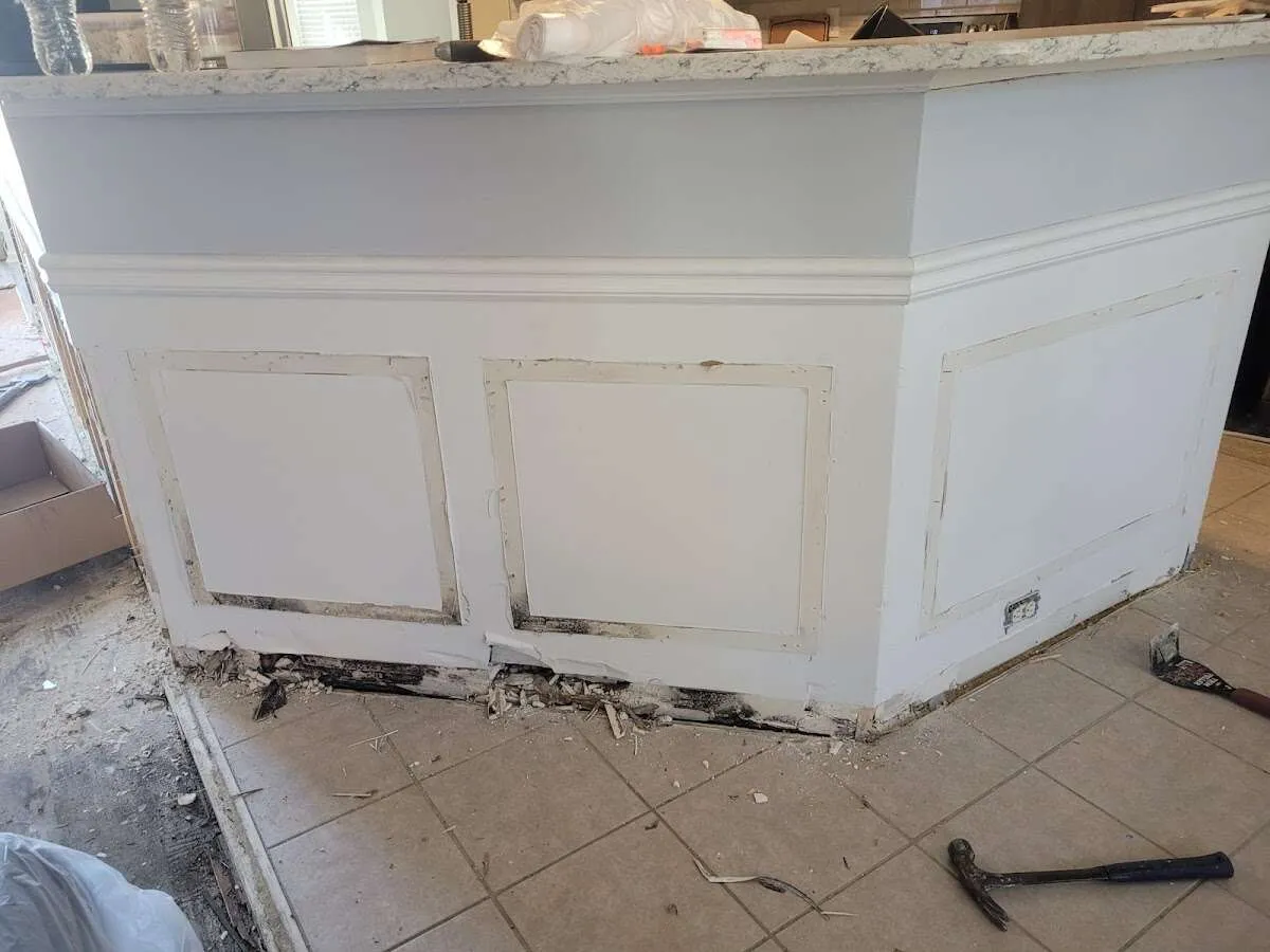 Water damage and mold on kitchen during Storm Damage Restoration in Fairlawn